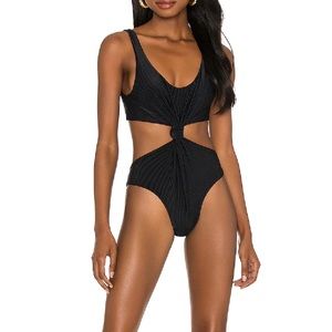LA Hearts Black One Piece Cut Out Bikini